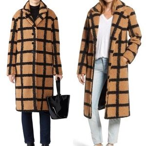 NVLT Black & Tan Plaid Teddy Coat Size L